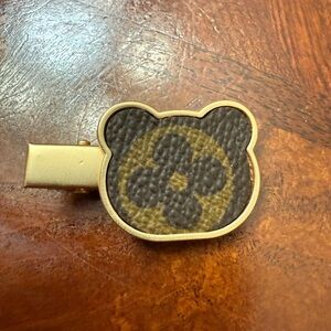 New upcycled Louis Vuitton Bear-Shaped Gold and Brown Hair Clip